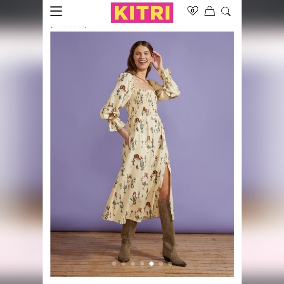 KITRI Jolene Joshua Tree Print Shirred Dress - Picture 3 of 10